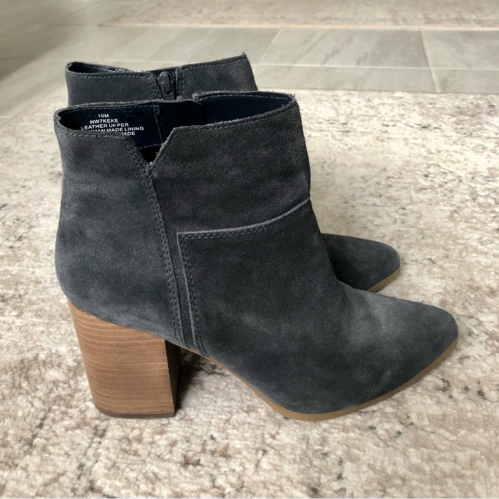 Nine West Charcoal Suede Ankle Booties Size 10